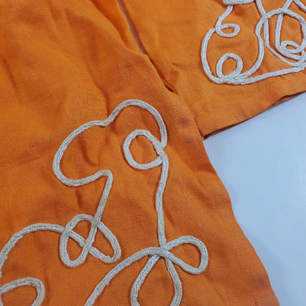 Lilly Pulitzer women top Tangerine Orange Seabreeze Linen Caftan Tunic Small - Picture 6 of 8